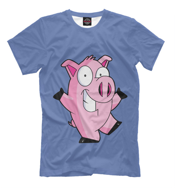 Мужская футболка с изображением Свинка цвета Серый