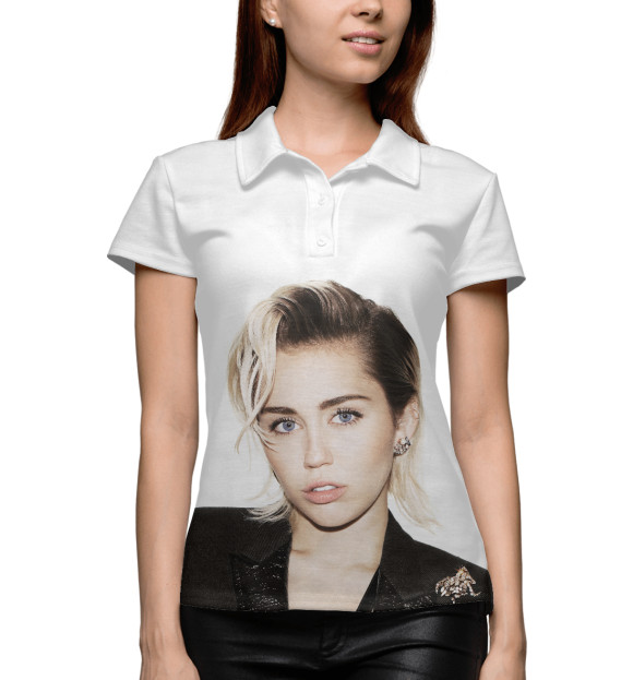 Женское поло с изображением Miley Cyrus цвета Белый