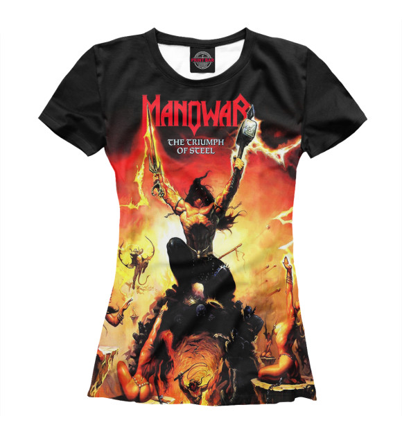 Женская футболка с изображением Manowar цвета Белый