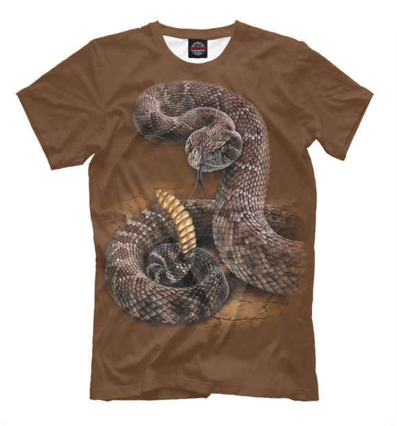 Мужская футболка с изображением Гремучая змея цвета Светло-коричневый