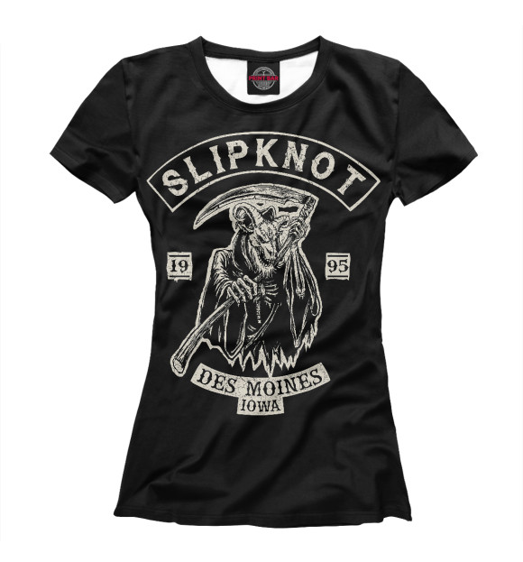 Футболка для девочек с притом Slipknot цвета Белый Футболка для девочек с изображением Slipknot цвета Белый