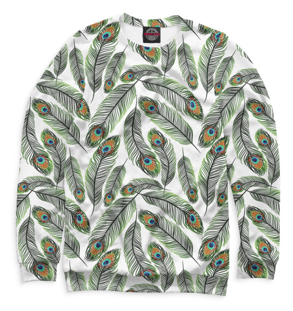 Мужской свитшот с изображением Перья цвета Белый