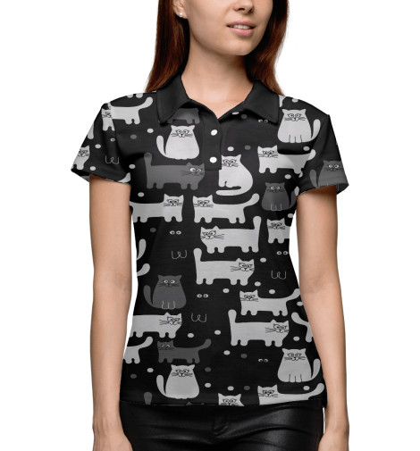 

Поло Print Bar, Белый, Коты