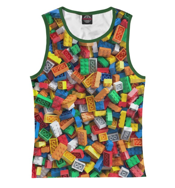 Женская майка с изображением LEGO цвета Белый