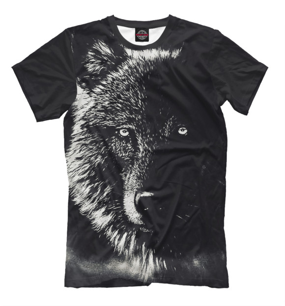 Мужская футболка с изображением Черный Волк цвета Черный