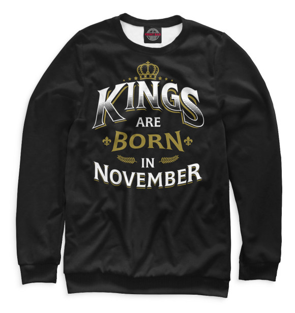 Свитшот для мальчиков с изображением Короли рождаются в ноябре цвета Белый
