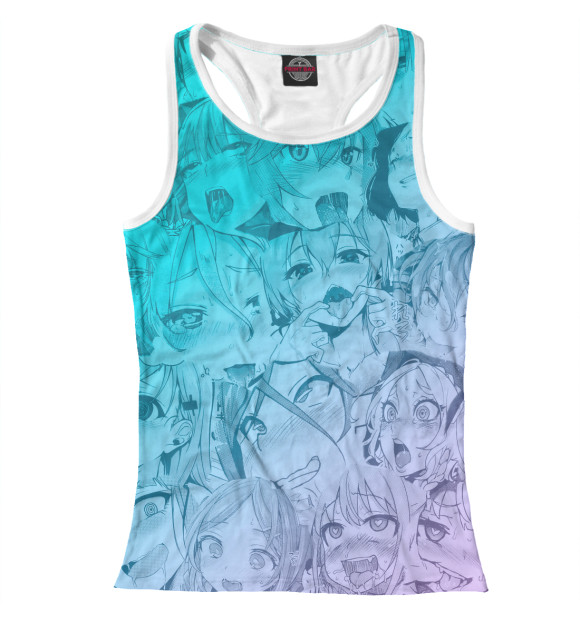 Женская майка-борцовка с изображением Ahegao цвета Белый