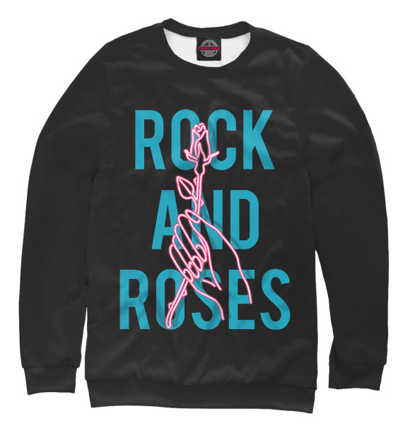 Мужской свитшот с изображением Rock and roses цвета Белый