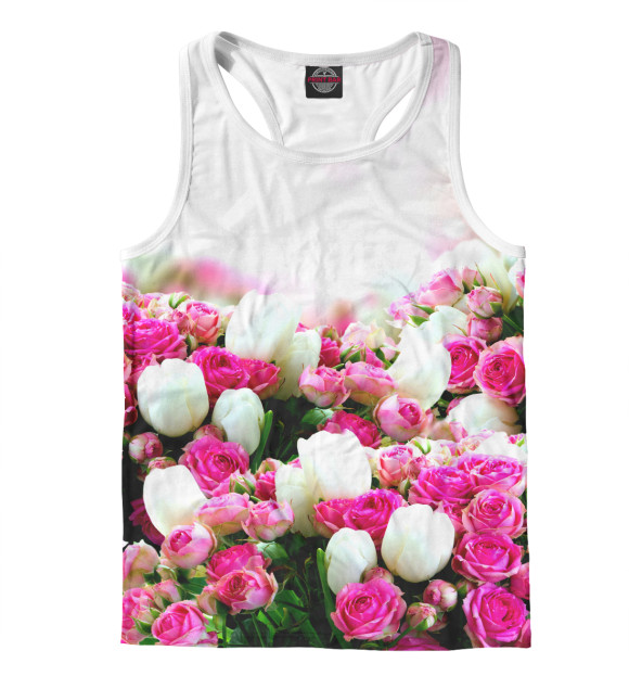 Мужская майка-борцовка с изображением Аллея роз цвета Белый
