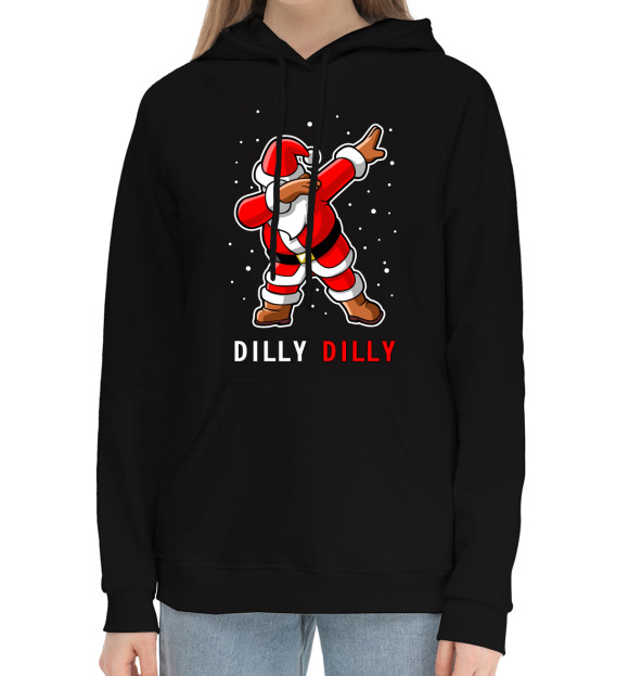 Женский хлопковый худи с изображением Dilly Dilly цвета Черный