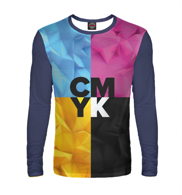 Мужской лонгслив с изображением CMYK цвета Белый