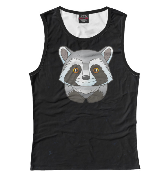 Женская майка с изображением Little cute raccoon цвета Белый