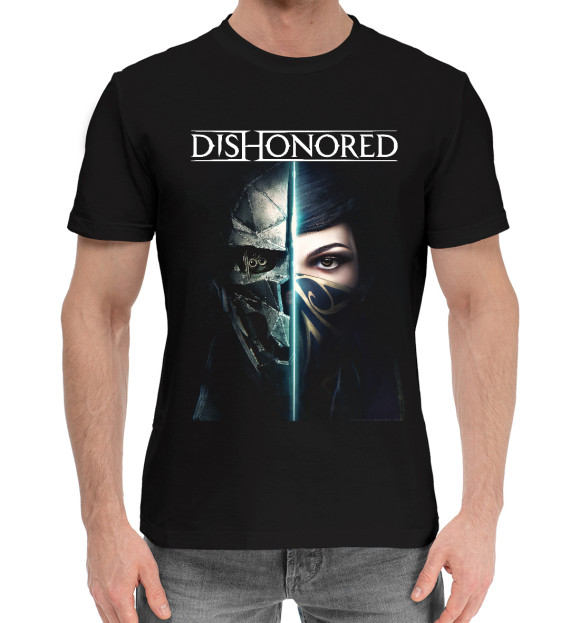 Мужская хлопковая футболка с изображением Dishonored цвета Черный