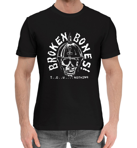 Мужская хлопковая футболка с изображением Broken Bones I.O.U. Nothing цвета Черный