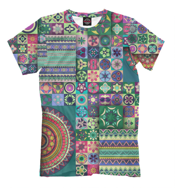 Мужская футболка с изображением Мозаика цветов цвета Серый