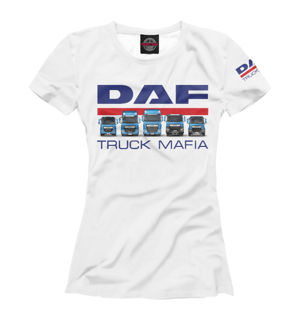 Футболка для девочек с изображением DAF Truck Mafia цвета Белый