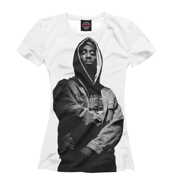 Футболка для девочек с изображением 2PAC цвета Белый