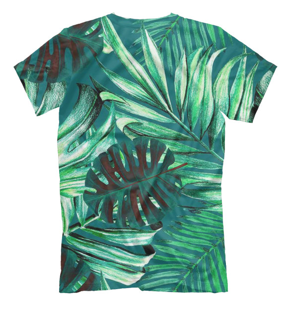 Мужская футболка с изображением Пальмовые листья цвета Белый