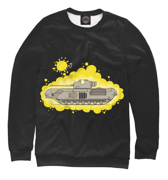 Свитшот для девочек с изображением Танк Черчиль цвета Белый