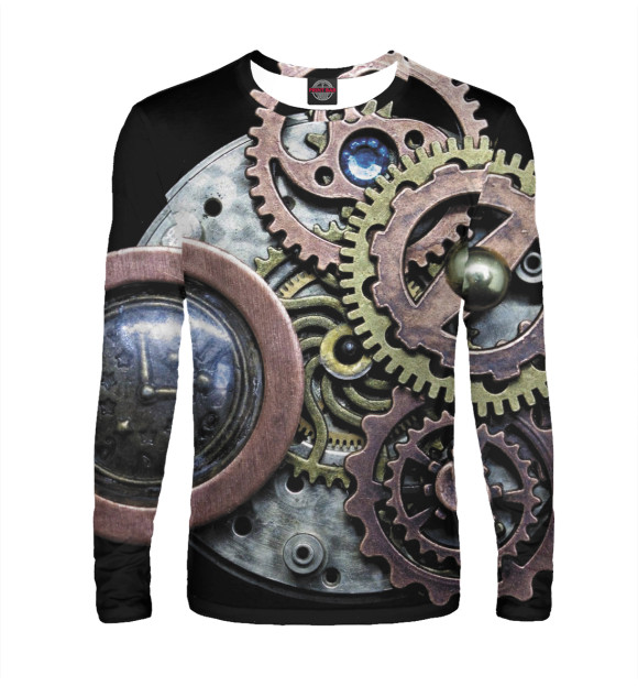 Мужской лонгслив с изображением Mechanical composition / Steampunk цвета Белый