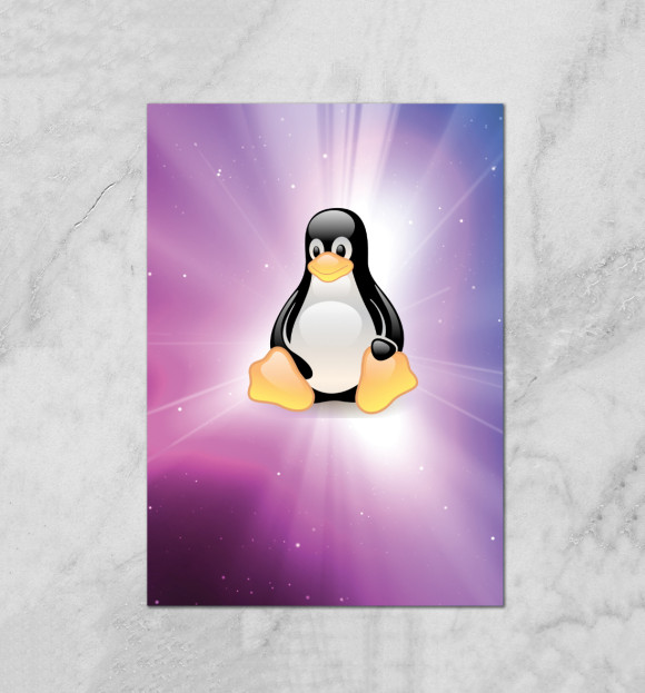 Плакат с изображением Linux цвета Белый