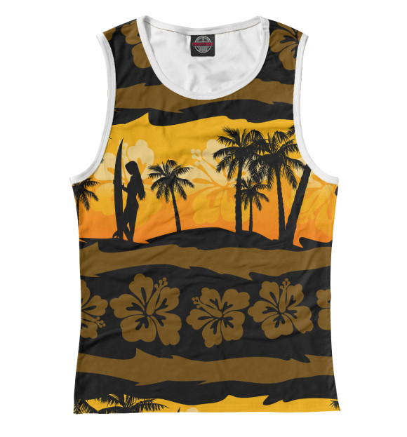 Майка для девочки с изображением Тропический цвета Белый