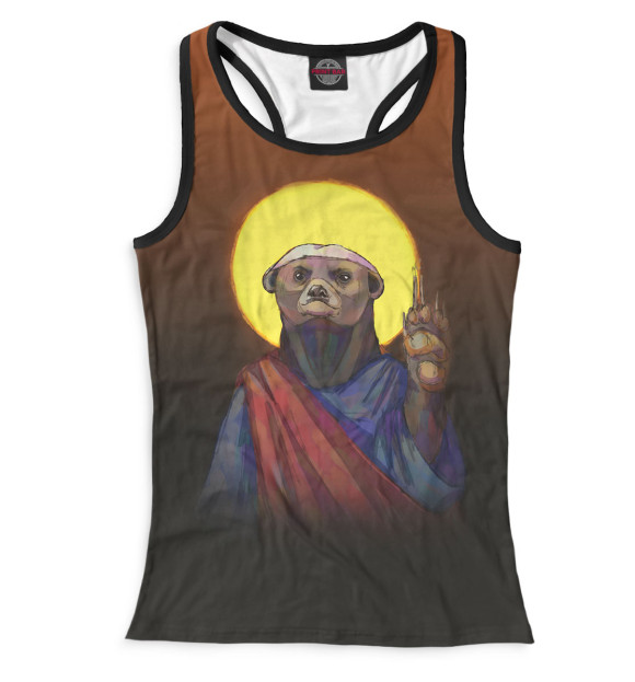 Женская майка-борцовка с изображением Медоед Божество цвета Белый