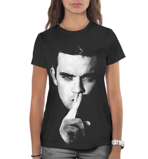 Женская футболка с изображением Robbie Williams цвета Белый