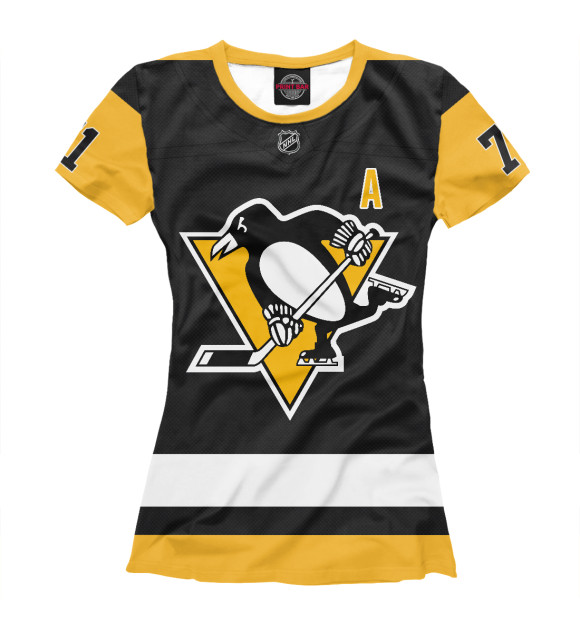 Женская футболка с изображением Малкин Форма Pittsburgh Penguins 2018 цвета Белый