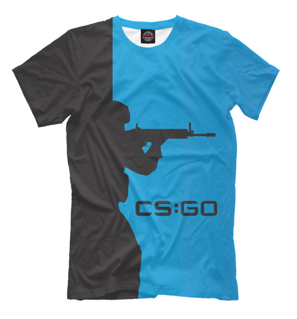Футболка для мальчиков с изображением CS:GO Силуэт цвета Грязно-голубой
