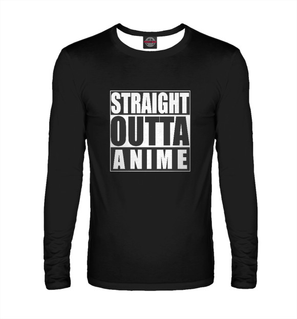 Мужской лонгслив с изображением Straight Outta Anime цвета Белый