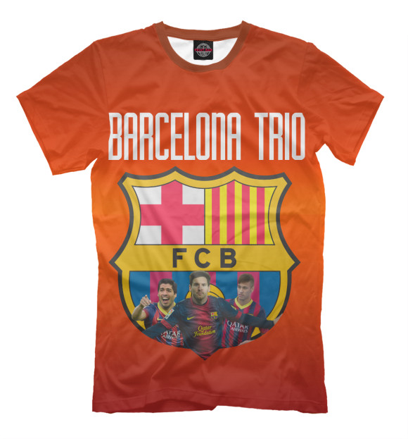 Футболка для мальчиков с изображением Barcelona trio цвета Светло-коричневый