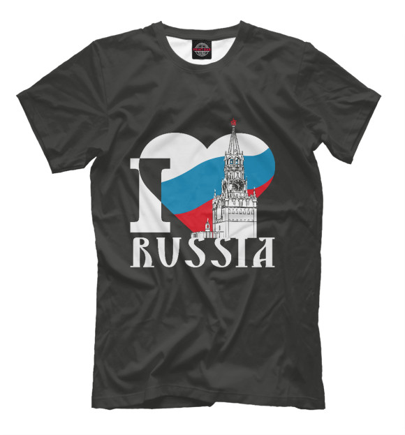 Футболка для мальчиков с изображением Я люблю Россию цвета Черный