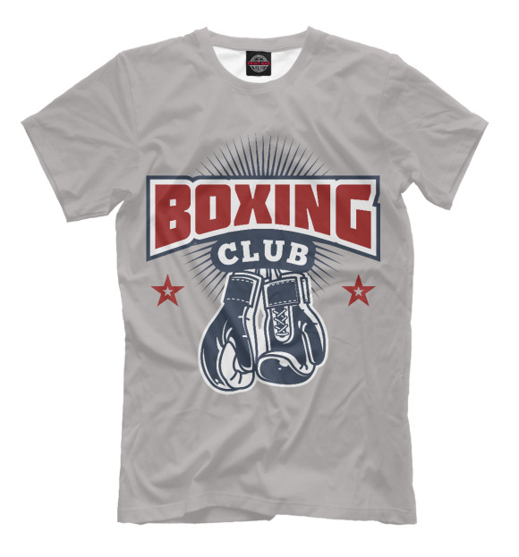 Мужская футболка с изображением Бокс цвета Серый