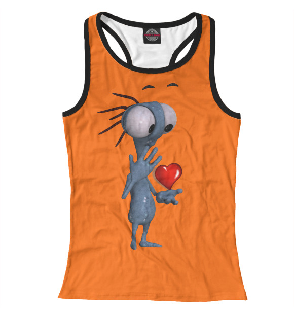 Женская майка-борцовка с изображением Оранжевая фантазия цвета Белый