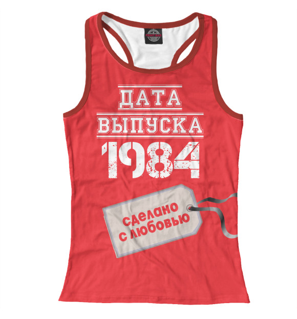 Женская майка-борцовка с изображением Дата выпуска 1984 цвета Белый