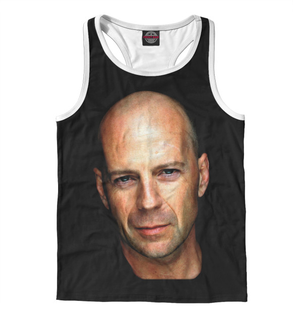 Мужская майка-борцовка с изображением Брюс Виллис цвета Белый