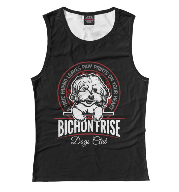 Майка для девочки с изображением Бишон фризе цвета Белый