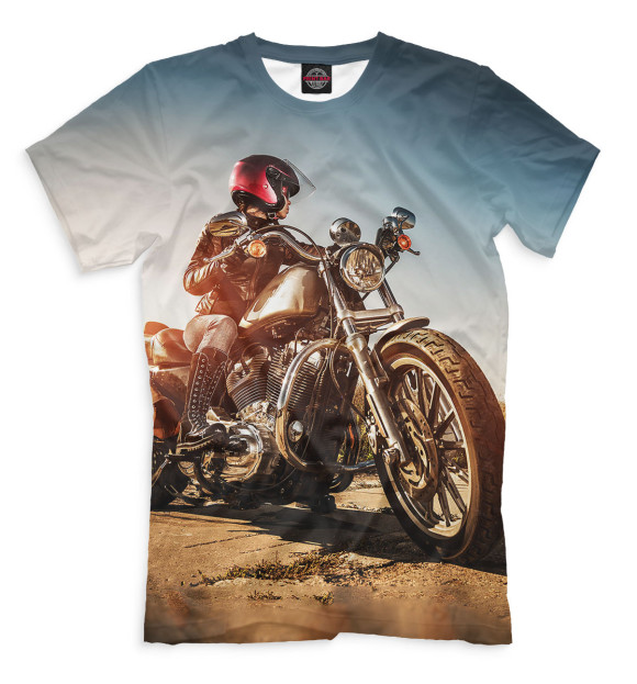 Футболка для мальчиков с изображением Девушка на мотоцикле цвета Молочно-белый