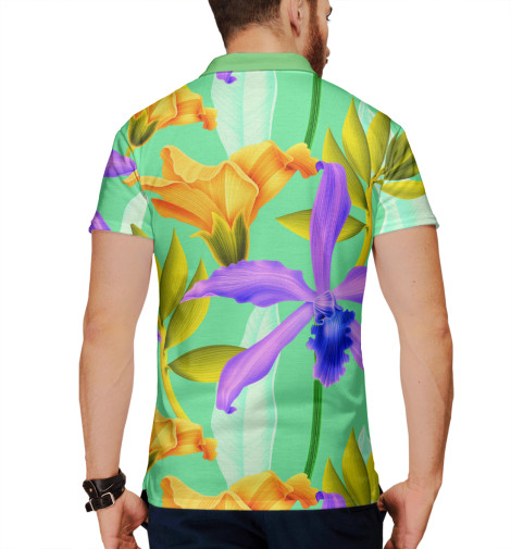 

Поло Print Bar, Белый, Яркие цветы