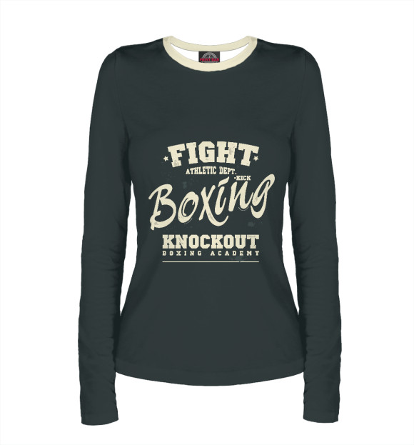 Женский лонгслив с изображением Boxing academy цвета Р‘РµР»С‹Р№