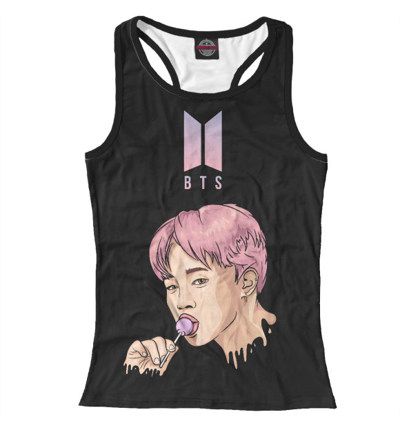 Женская майка-борцовка с изображением BTS психоделика цвета Белый