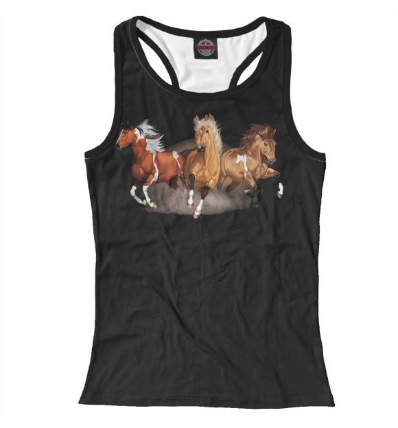 Женская майка-борцовка с изображением Тройка мчится цвета Белый