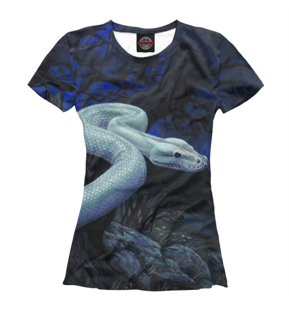 Женская футболка с изображением Белая змея цвета Белый