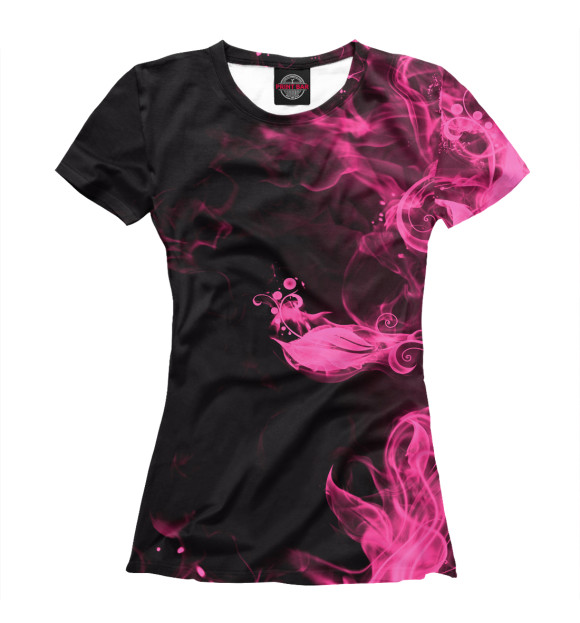 Женская футболка с изображением Розовый огонь цвета Белый