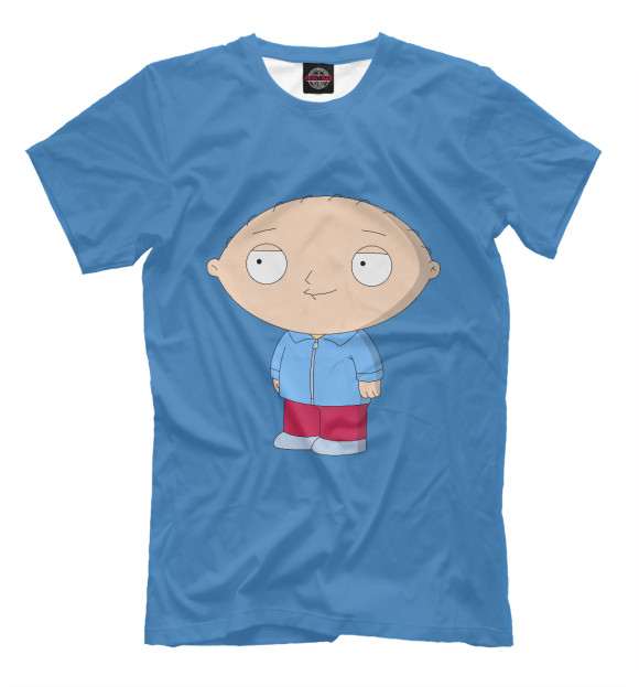 Мужская футболка с изображением Stewie цвета Грязно-голубой