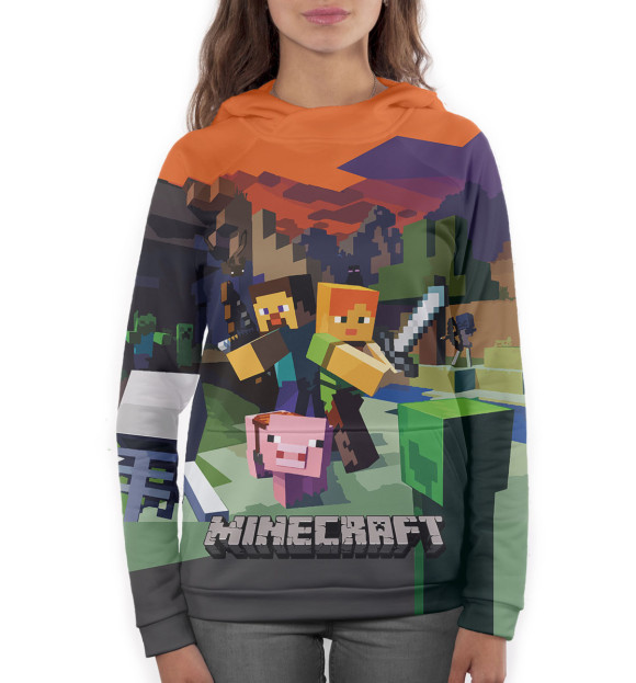 Женское худи с изображением Minecraft цвета Белый