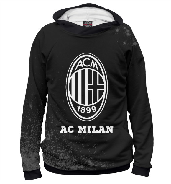 Худи для мальчика с изображением AC Milan Sport Black - Брызги цвета Белый