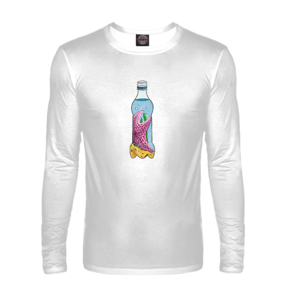 Мужской лонгслив с изображением Морская звезда в бутылке цвета Белый