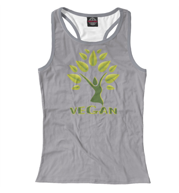 Женская майка-борцовка с изображением VEGAN цвета Белый